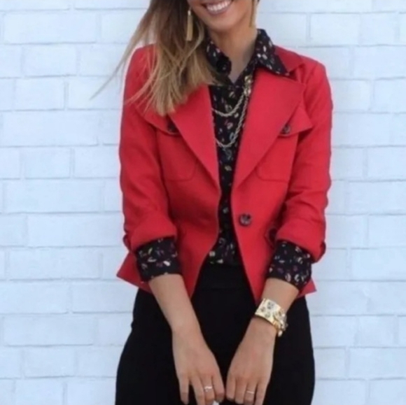 CAbi Little Red Jacket #3374 Tailored Ponte Knit Blazer Jacket Wonen's Size 4 - Picture 5 of 16